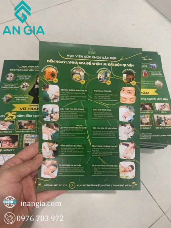 Mẫu in tờ rơi A4 quảng cáo spa sang trọng